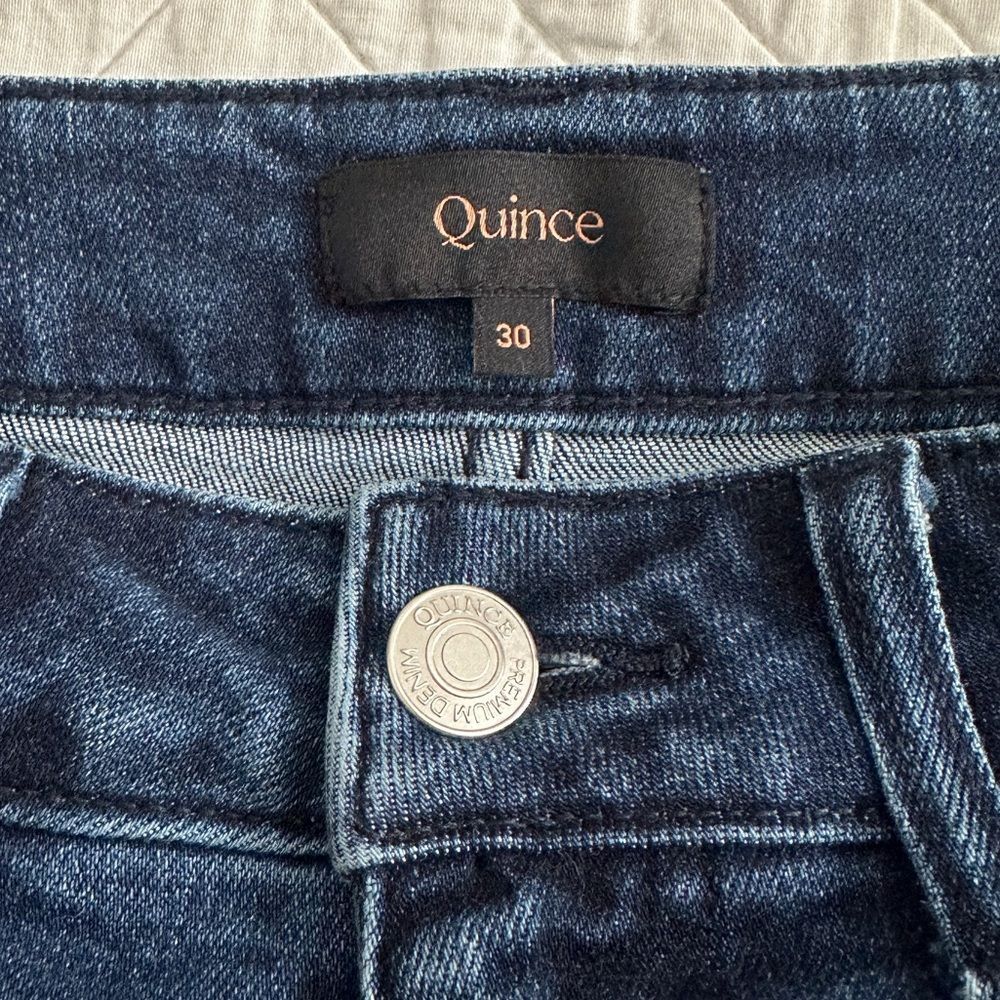 Quince Bella Stretch Patch Pocket Wide Leg Crop Jeans Women’s 30 Midnight Blue - Picture 5 of 12